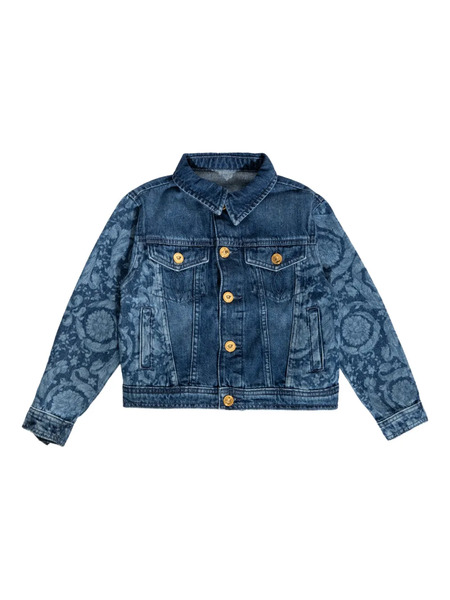  Versace Kids Buttoned Floral-pattern Jacket - Blue 