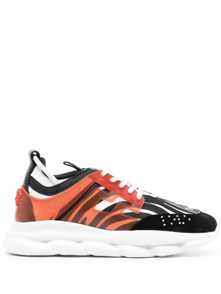  Versace Kids Chain Reaction Zebra-print Sneakers - Black 