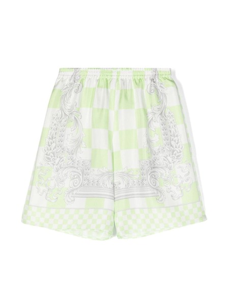  Versace Kids Check-pattern Silk Shorts - Green 