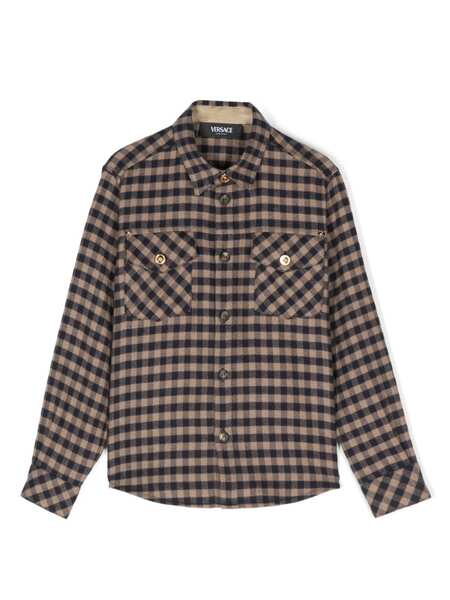  Versace Kids Checked Flannel Shirt - Blue 