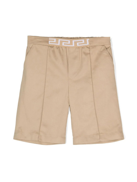  Versace Kids Greca Cotton Shorts - Neutrals 