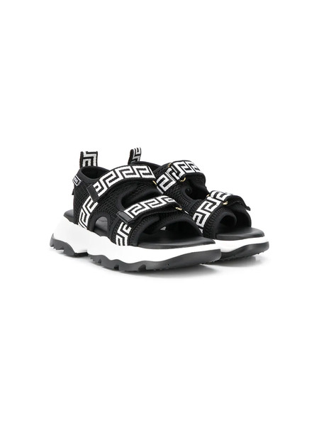  Versace Kids Grecca Strap Sandals - Black 