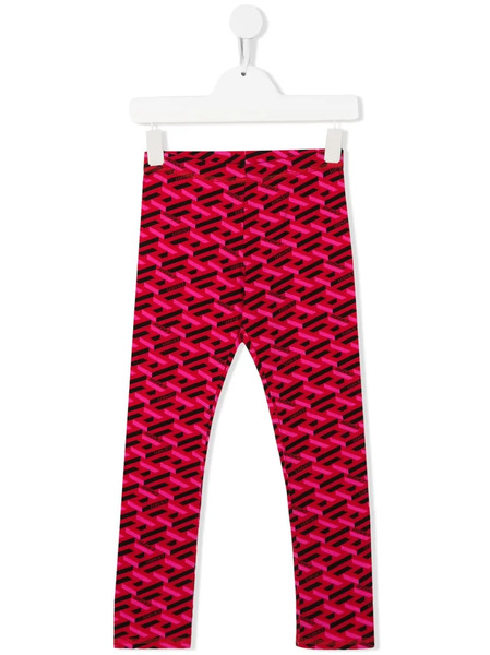  Versace Kids La Greca Stretch Leggings - Red 