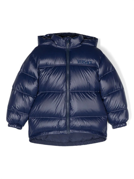 Versace Kids Logo-embroidered Padded Jacket - Blue 