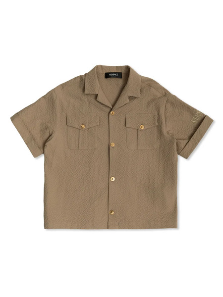  Versace Kids Logo-embroidered Shirt - Neutrals 