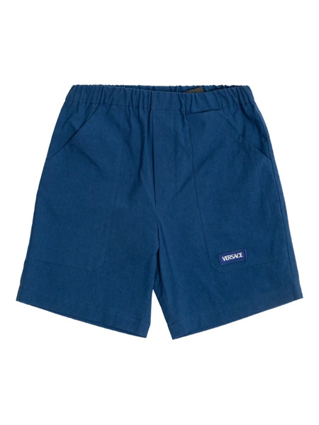  Versace Kids Logo-patch Shorts - Blue 