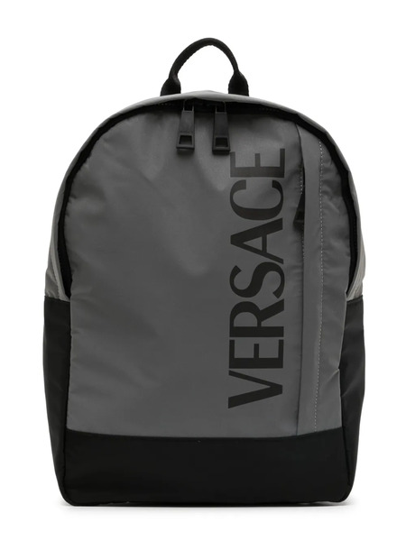  Versace Kids Logo-print Zipped Backpack - Grey 