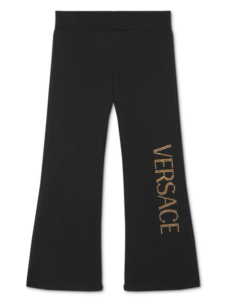  Versace Kids Logo-studded Flared Trousers - Black 