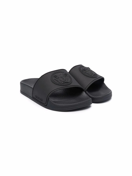  Versace Kids Medusa-embossed Slides - Black 