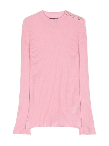  Versace Kids Ribbed-knit Side-button Jumper - Pink 