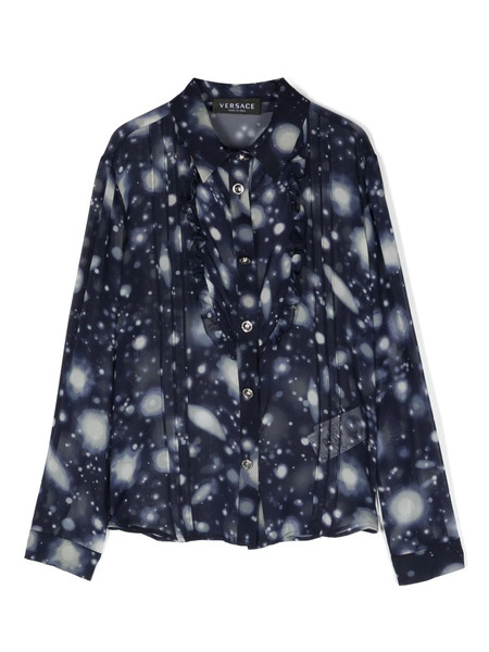  Versace Kids Versace Solar System Silk Shirt - Blue 