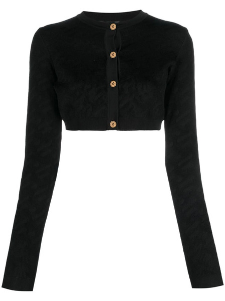  Versace La Greca Cropped Cardigan - Black 