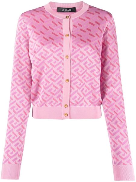 Versace La Greca Monogram Cardigan - Pink 
