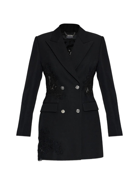  Versace Lace Double-breasted Blazer - Black 