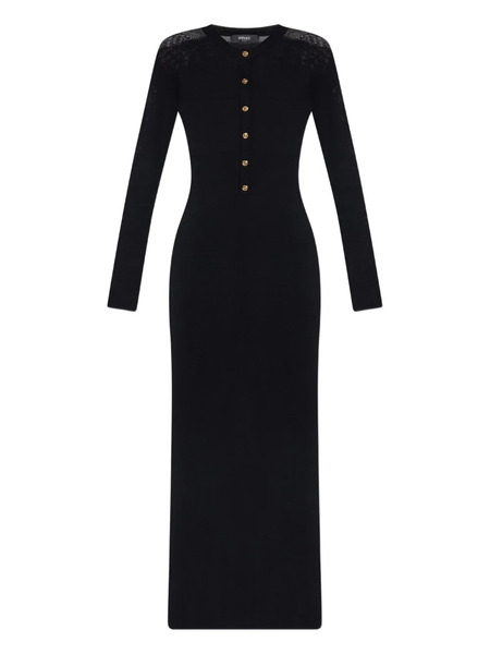  Versace Lace-insert Button-front Midi Dress - Black 