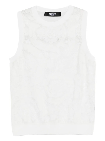  Versace Lace Knit Top - White 