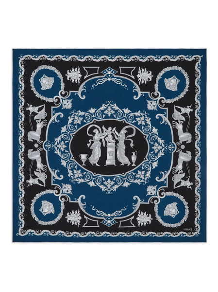  Versace Large Silk Scarf - Blue 