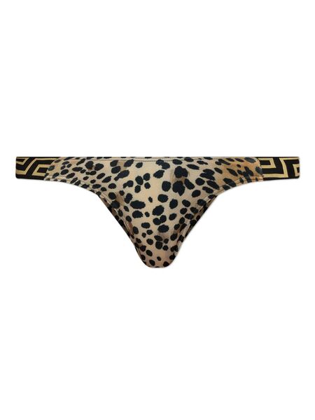  Versace Leopard-print Bikini Bottoms - Black 