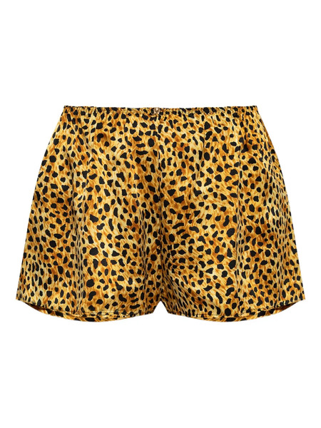  Versace Leopard-print Silk Shorts - Neutrals 
