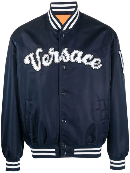  Versace Logo-appliqué Bomber Jacket - Blue 