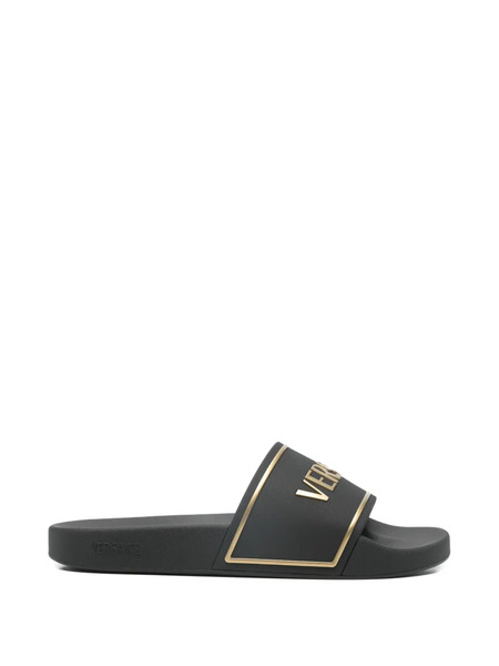  Versace Logo-embossed Slides - Black 