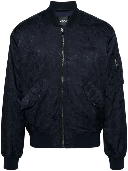  Versace Logo-embroidered Cotton Bomber Jacket - Blue 