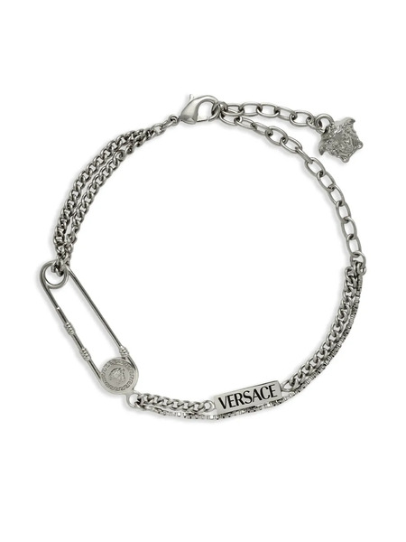  Versace Logo-engraved Bracelet - Silver 