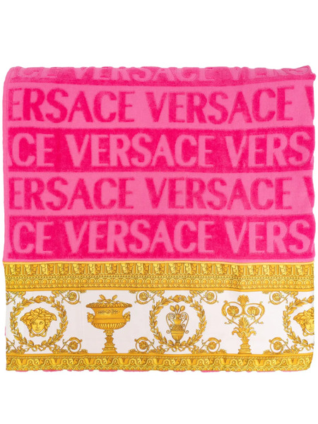 Versace Logo-jacquard Cotton Bath Towel - Pink 