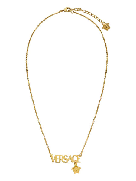  Versace Logo-lettering Necklace - Gold 