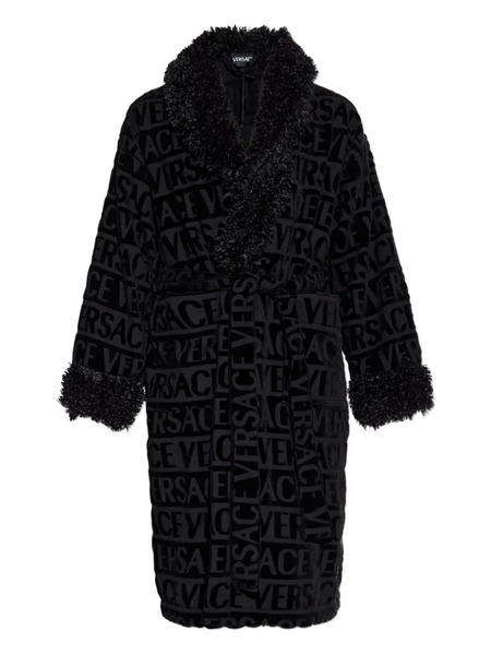  Versace Logo-pattern Bath Robe - Black 