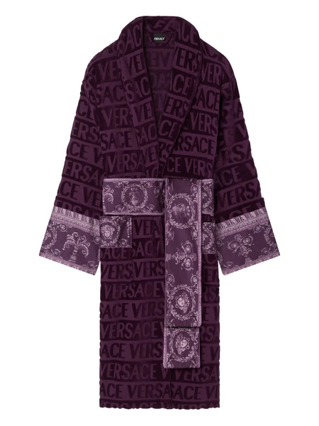  Versace Logo-print Belted Bathrobe - Purple 
