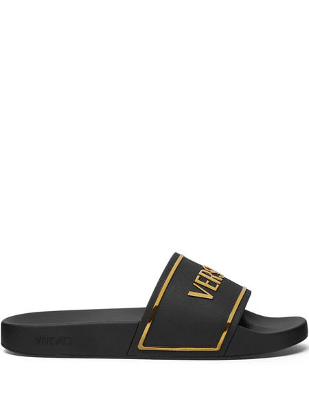  Versace Logo-print Slides - Black 