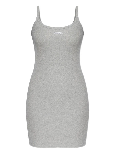  Versace Logo Ribbed Dress - Grey 