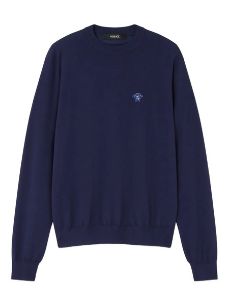  Versace Medusa-embroidered Sweater - Blue 