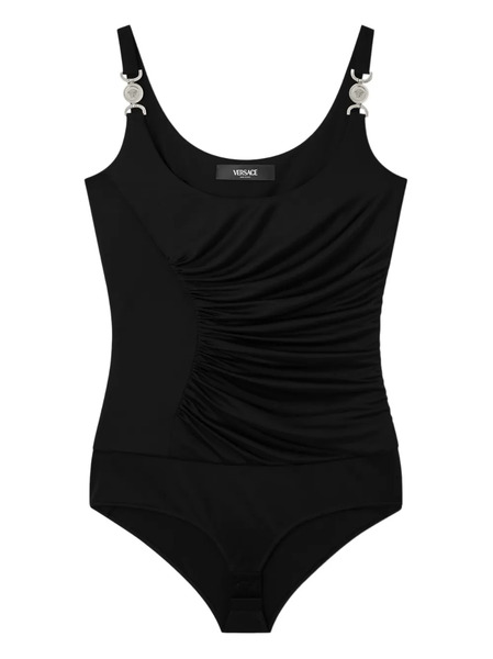  Versace Medusa Ruched Bodysuit - Black 