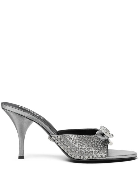  Versace 85mm Leather Mules - Silver 
