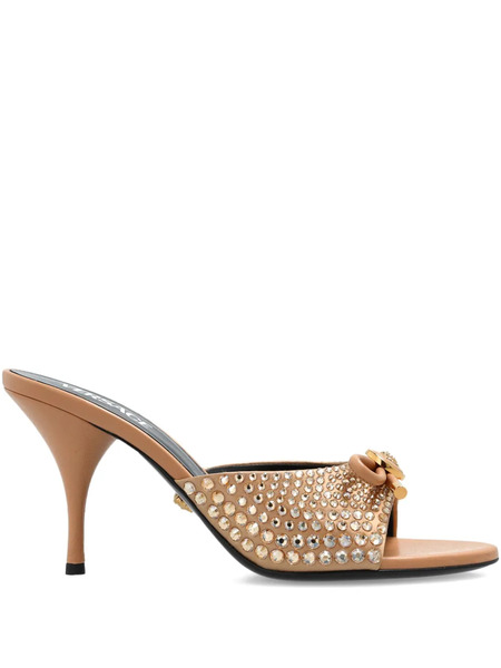  Versace 85mm Opera Embellished Bow Sandals - Brown 