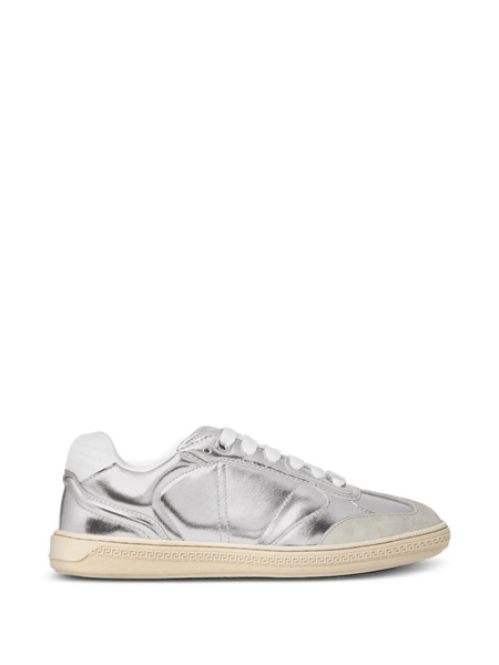  Versace Panelled Metallic Sneakers - Silver 