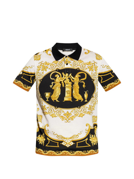  Versace Pattern Polo Shirt - White 