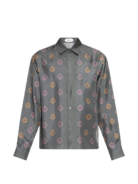  Versace Patterned Silk Shirt - Grey 