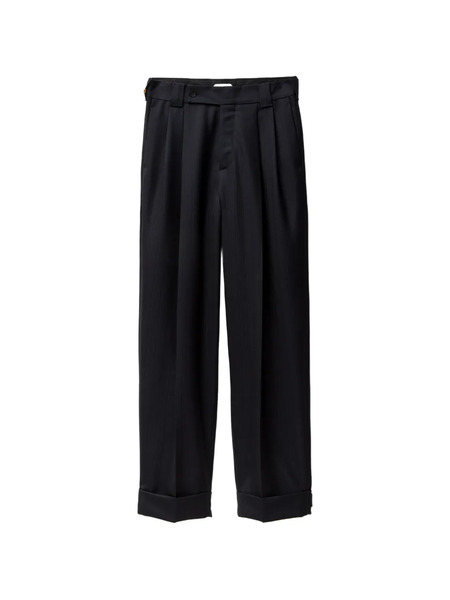  Versace Pinstripe Wool Twill Oversized Pants - Blue 