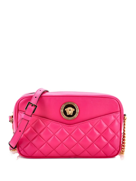  Versace Pre-owned Medusa Icon Front Slip Pocket Camera Bag Quilted Leather Medium Crossbody Bag - Pink 