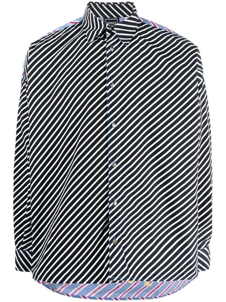  Versace Pre-owned 1990s Graphic-print Striped Shirt - Blue 