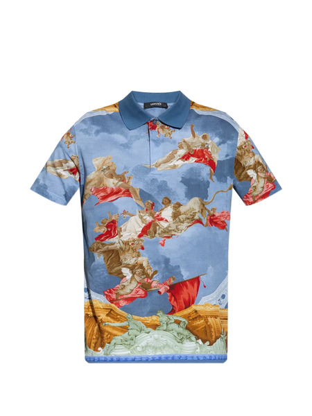  Versace Printed Polo Shirt - Blue 