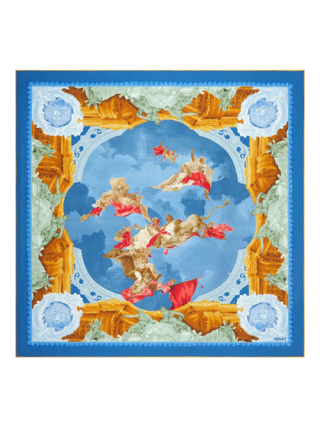 Versace Printed Silk Scarf - Blue 