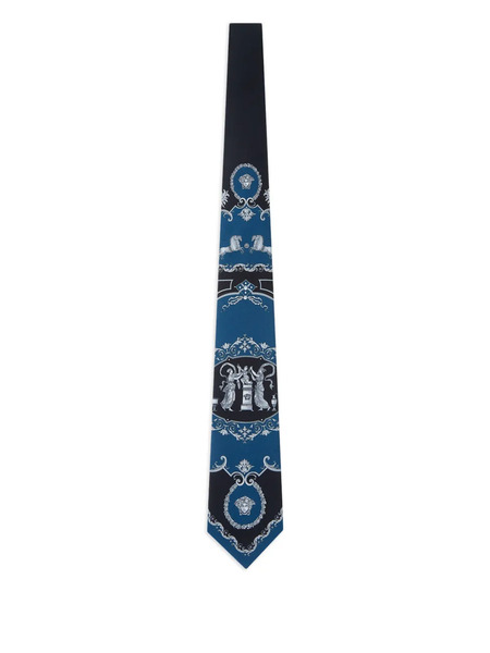  Versace Printed Silk Tie - Blue 