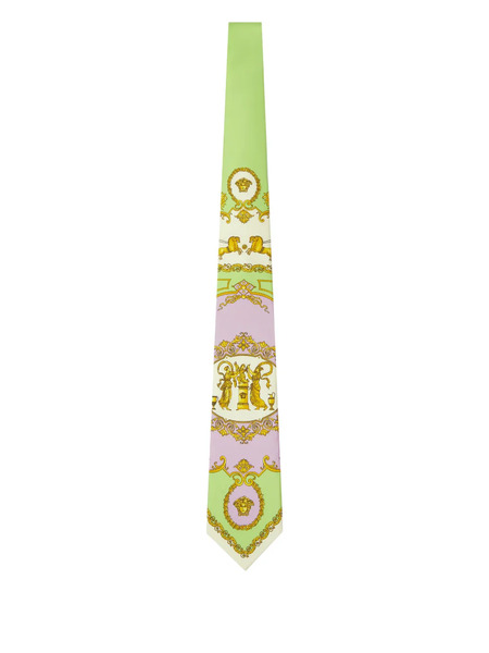  Versace Printed Silk Tie - Green 