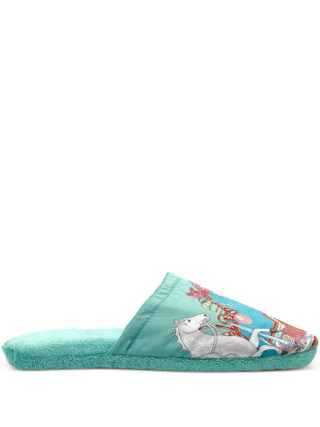  Versace Printed Slip-on Slippers - Green 