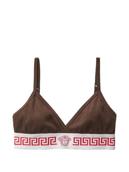  Versace Ribbed Cotton-jersey Bralette - Brown 