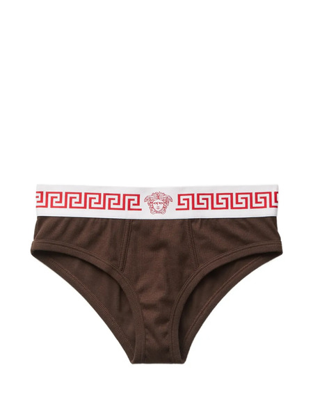  Versace Ribbed Cotton-jersey Briefs - Brown 